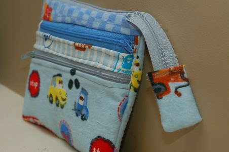 Triple zip pouch