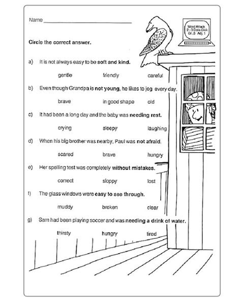  a worksheet with an image of a bird on top of a window sill