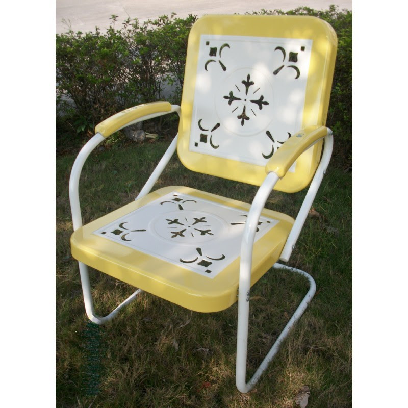 4D Concepts Metal Chair Retro - Yellow and White Metal