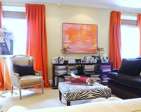 Crate And Barrel Curtain Rods Coral and Beige Curtains