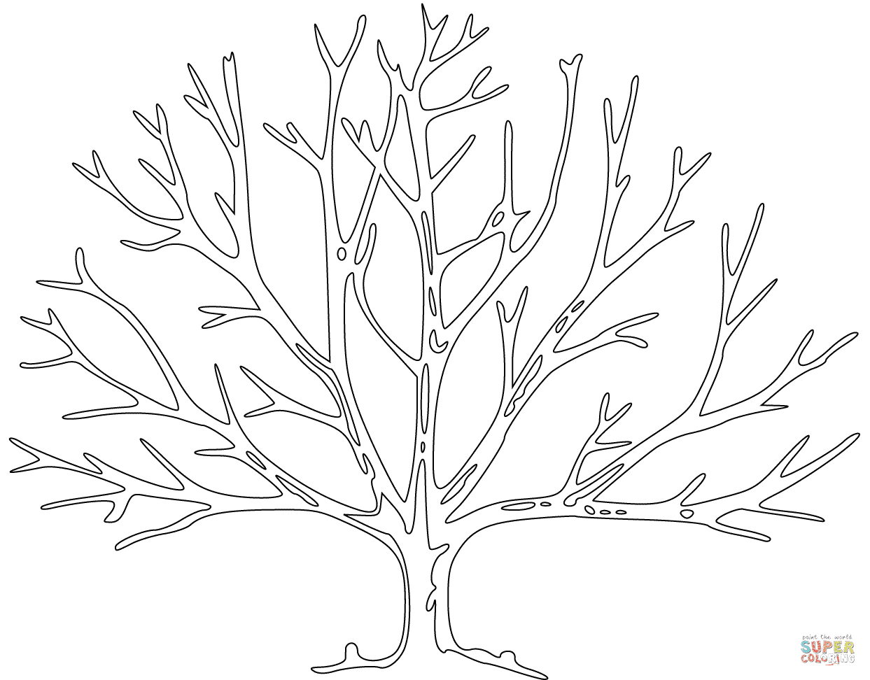 Clicca su disegni da colorare di Albero senza foglie per visualizzare la versione stampabile o colorala online patibile con iPad e tablet con sistema