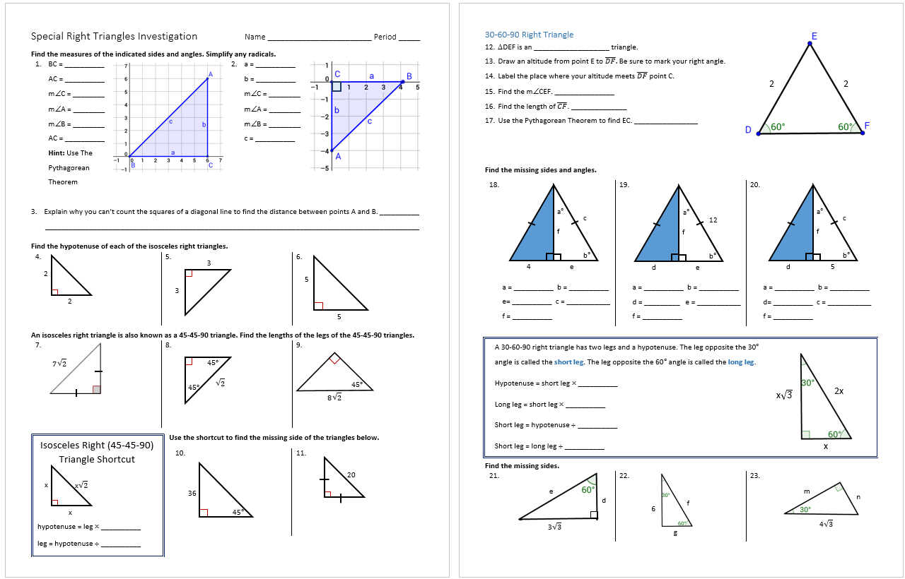 30 60 90 Triangles Systry
