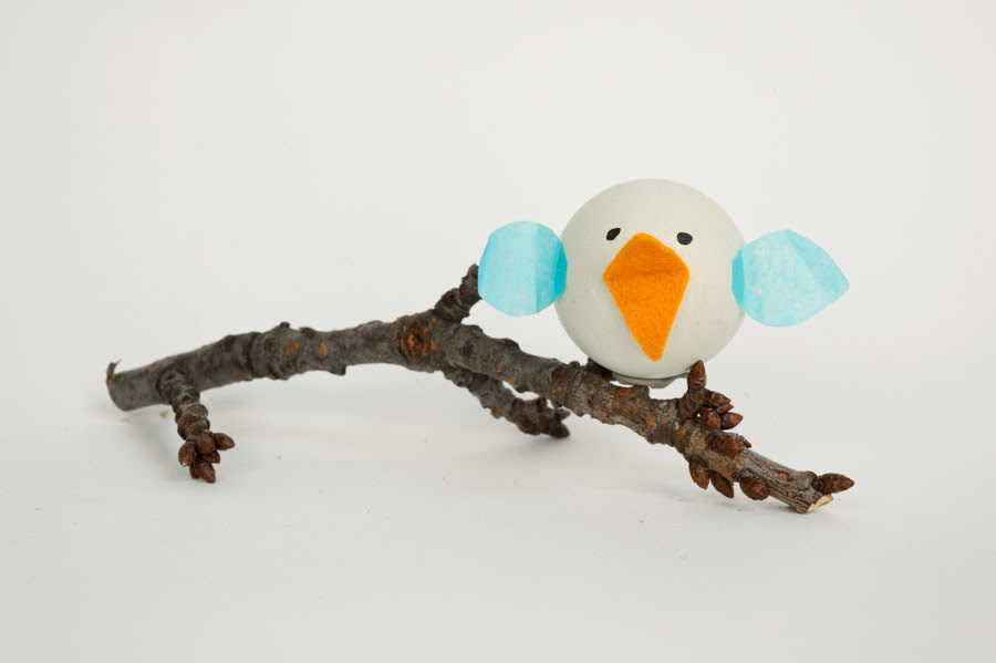 Craft a bird out of a blown out egg