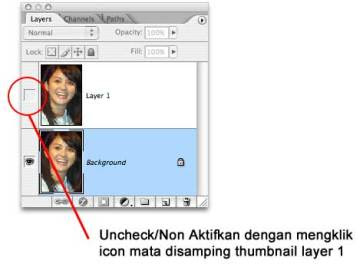 Uncheck layer 1