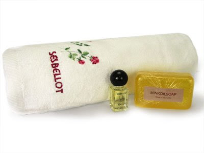 Sesbellot Mink Oil MINK EYE OIL 5ml/0.17fl.oz/MINK OIL SOAP 100g/TOWEL SET 