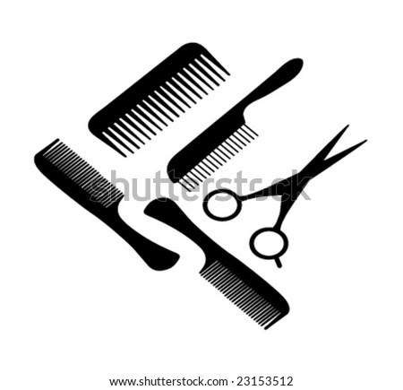 Hair Scissors on Hair Scissors And Four Combs  Vector    23153512   Shutterstock