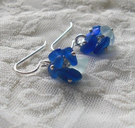 Petite Seaglass Cluster Earrings