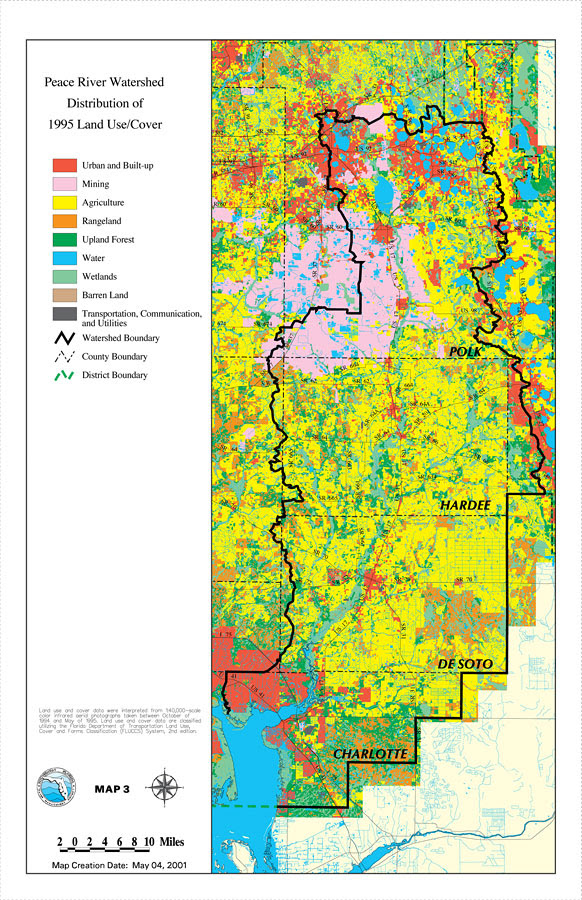Peace River Watershed Distribution of 1995 Land Use/Cover, May 4, 2001