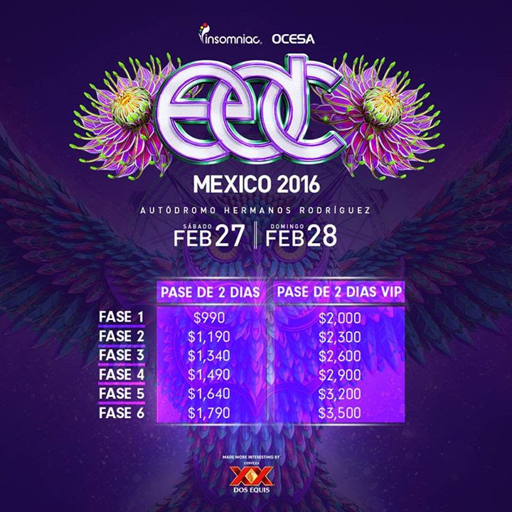 edc mexico 2016 precios fases boletos