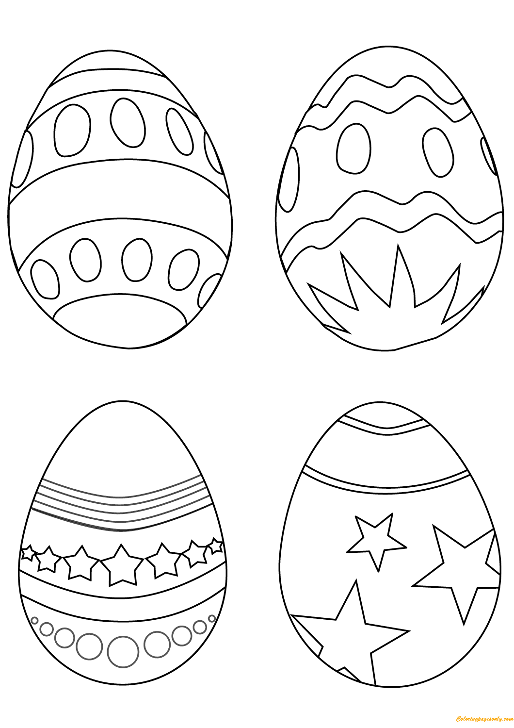 Simple Easter Eggs Coloring Page - Free Coloring Pages Online