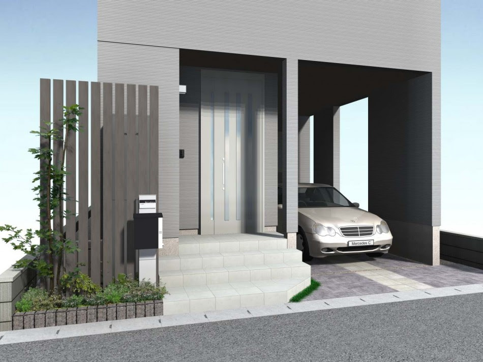 道路から玄関が近いエントランスを有効活用するプラン ユニソン 茨城県水戸市 外構 エクステリア ガーデンライフmito