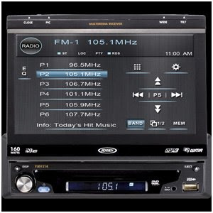 Click for Jensen Vm9214 In-dash All-in-one Dvd, Cd, Mp3, Receiver with 7 Inch Flip Out Motorized Touch Screen Monitor with Usb Slot + Built in Ipod and Iphone 