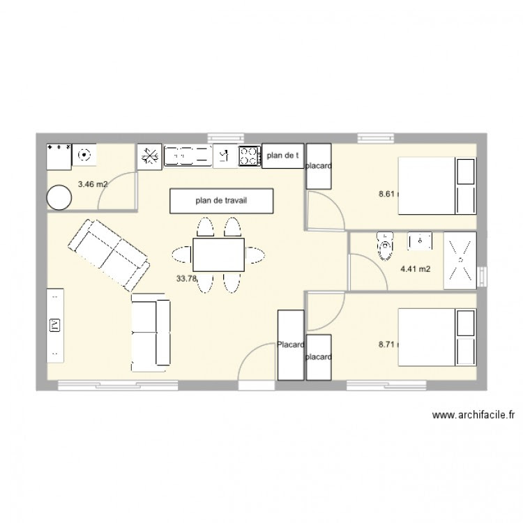 petite maison 60m2  Plan  5 pi ces 59 m2 dessin  par jfc024
