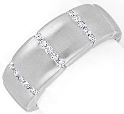 Foto 1, BRILLANTRING WEISSGOLD MATTIERT 15 DIAMANTEN LUXUS! NEU, S6871