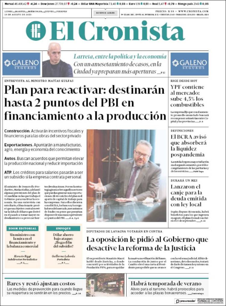Portada de El Cronista Comercial (Argentina)