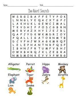  zoo animals word search seek and find zoo animals zoo activities zoo