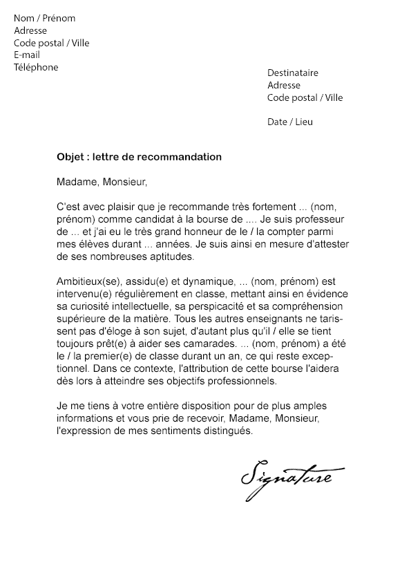exemple lettre de motivation bourse
