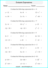 Evaluate these expressions given the values of the variables. This ...