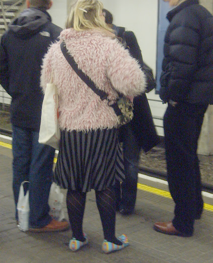 Pink Furry Coat, Combat Bag and Deckchair Shoes