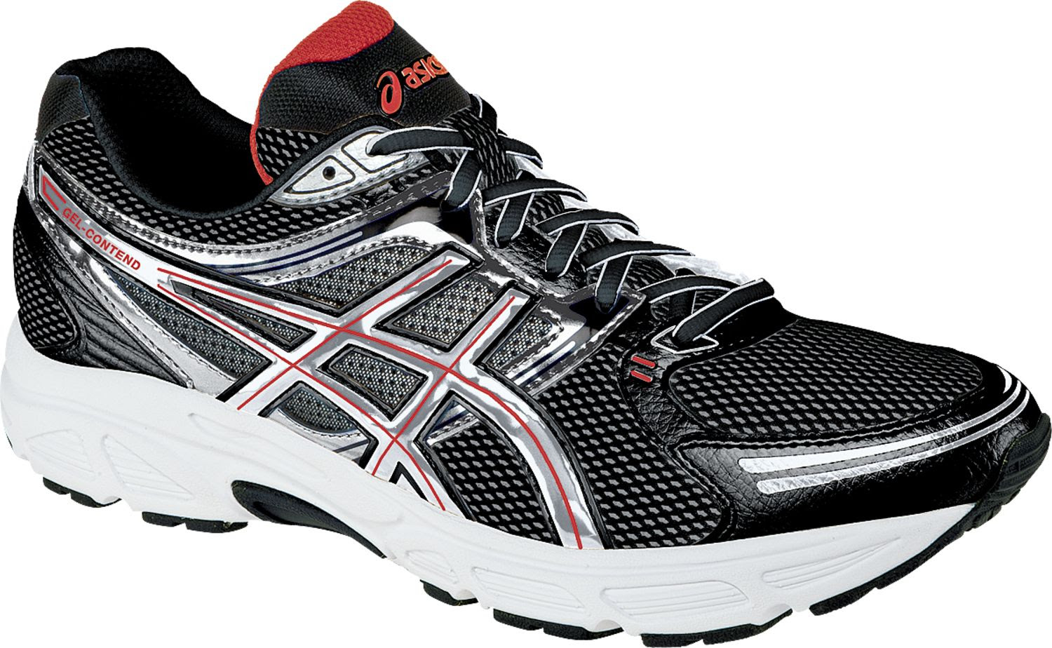 Asics Men's GEL-Contend Running Athletic Shoe - Black/Silver/Red 7