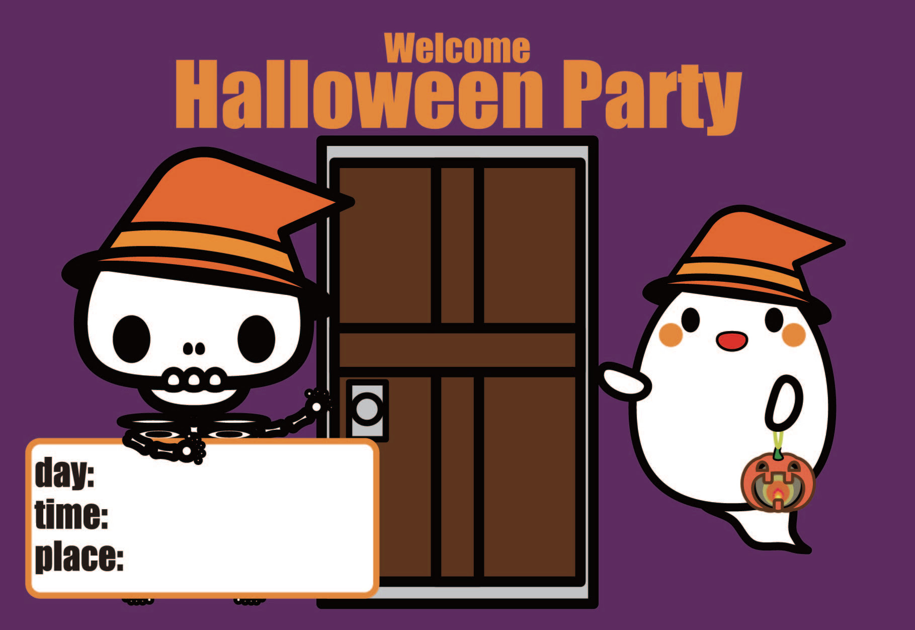 かわいいハロウィンパーティー メッセージカードの無料イラスト 商用フリー オイデ43