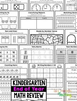  kindergarten end of year math review worksheets last week of school packet