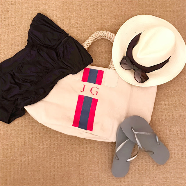 My Midlife fashion, rae feather canvas shopper, hm straw panama, ralph lauren sunglasses, coco bay seafolly DD U tube maillor swimsuit, cocobay havaianas slim flip flops in grey silver