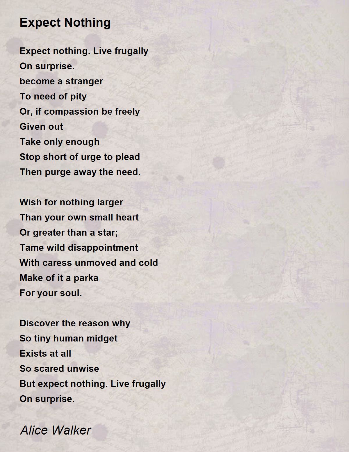 biography love meaning Hunter by Nothing  Walker  Poem Poem Alice Expect