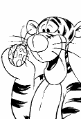 Tigger coloring sheet with ladybug in his hand.
