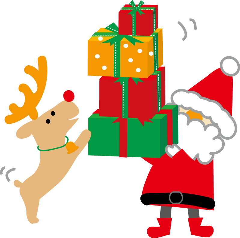 クリスマスのイラスト サンタクロースのクリスマスプレゼント 無料イラスト フリー素材