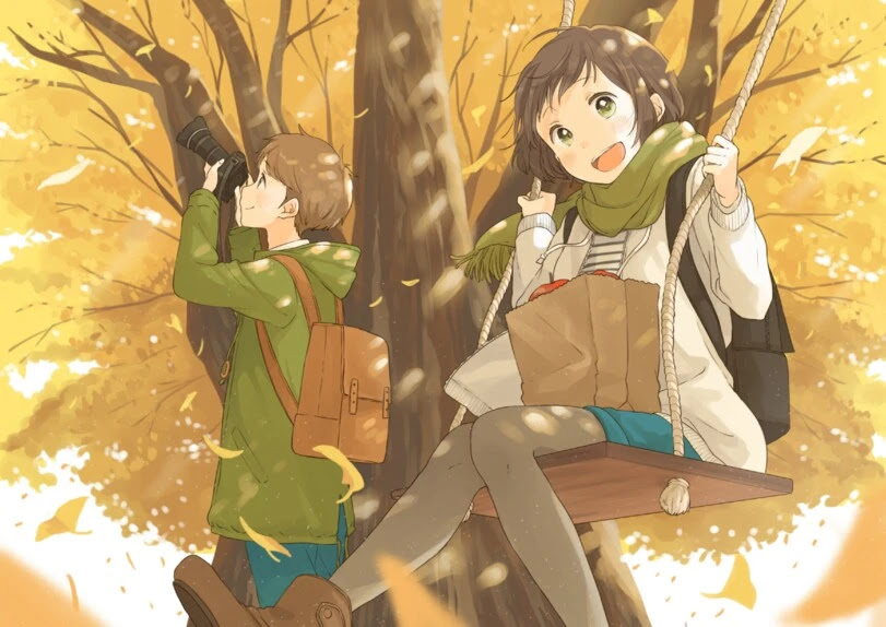 Anime Boy Girl Bestfriend Autumn Happy Image By Lola