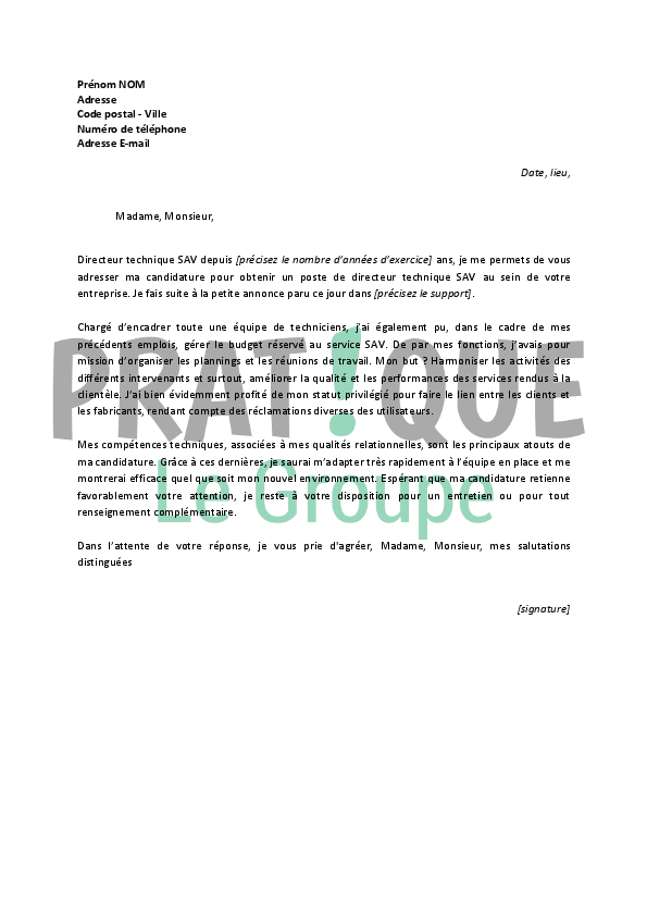 Lettre de motivation responsable atelier - laboite-cv.fr