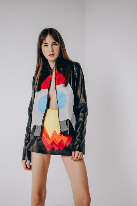 Hailing from Ukraine, Anna K was a teen model when she first started making clothes that soon got noticed by street style blogs. Her fusion of childhood images (rocket ships, ballerinas, stars) with sneakers and leather is already a hit at boutiques like Colette. Did we mentioned she just turned 20 in November? Yep.
