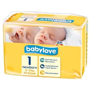 Babylove Windeln Größe Newborn 2-5 kg, 2er Pack (2 x 28 Stück)