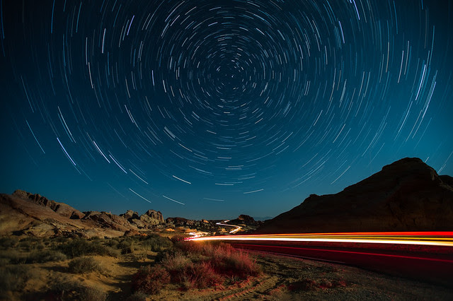 road, night, lights