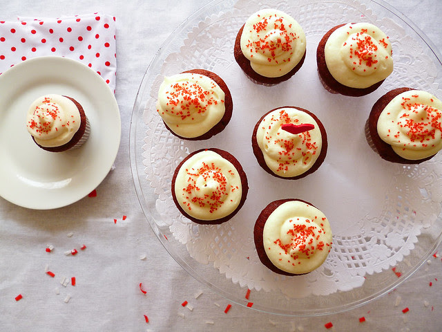Raspberry Bloom: Red Velvet Cupcakes