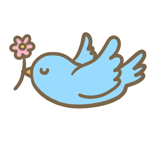 花を運ぶ小鳥のイラスト かわいいフリー素材が無料のイラストレイン