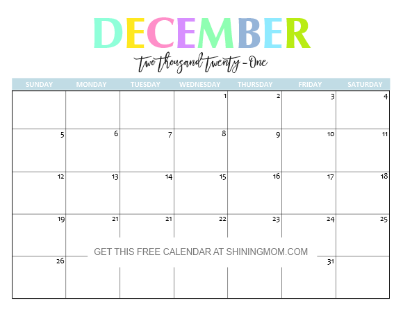 cute printable december 2021 calendar large print