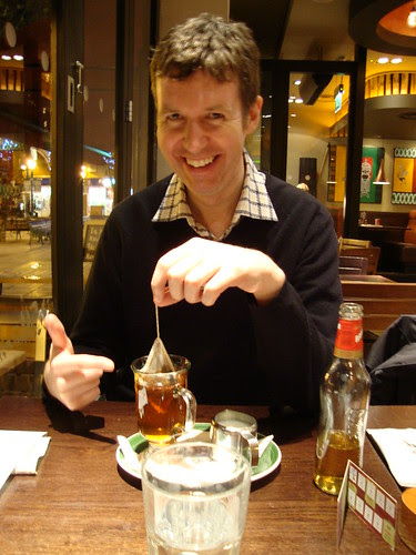 Pete and his tea at Nando's