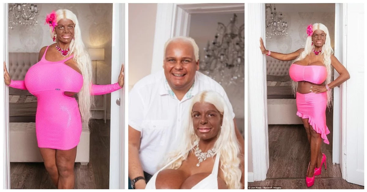 Woman spends a fortune to boost her assets to size 32S, tans her skin to become "exotic Barbie" (photos)