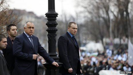 PM Boiko Borisov outside Bulgaria's parliament after his resignation