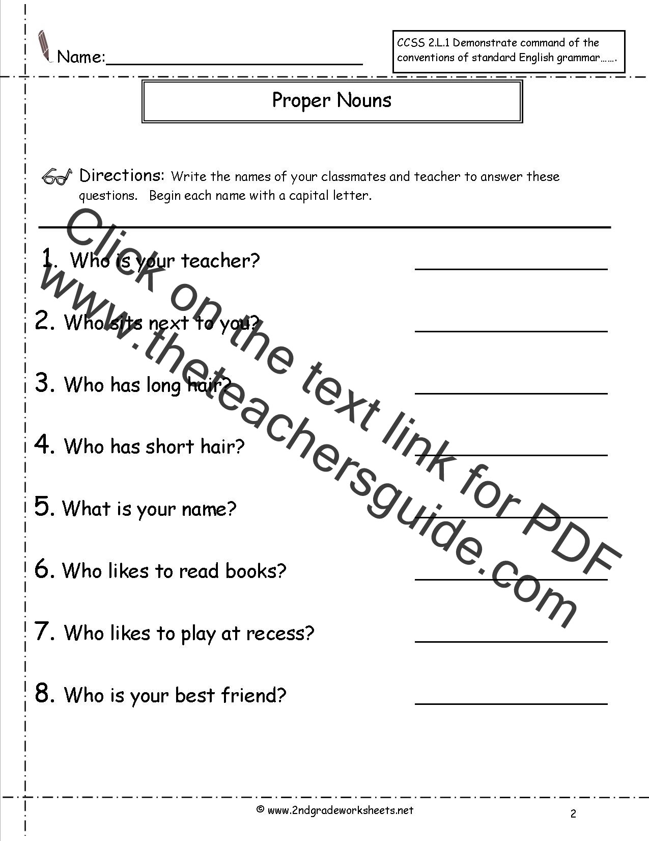 Common and Proper Nouns Worksheet