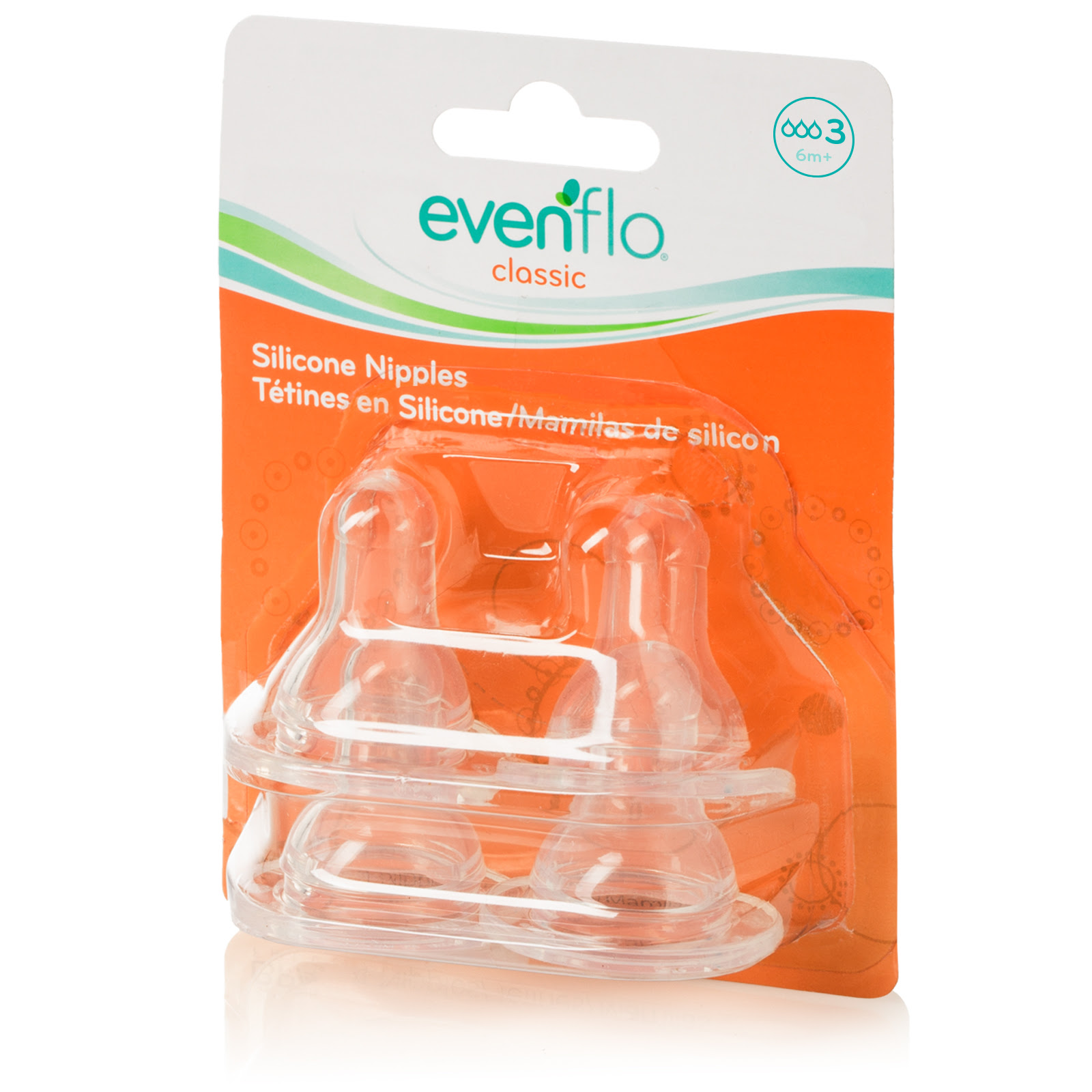 Evenflo Clear Silicone Nipples 4 Pk Fast Flow