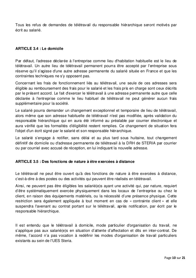 Teletravail lettre demande