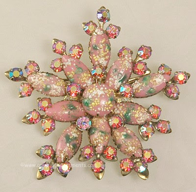 Vintage Jewelry Pins on Vintage Signed Cathe Brooch With Flamboyant Speckled Easter Egg Stones