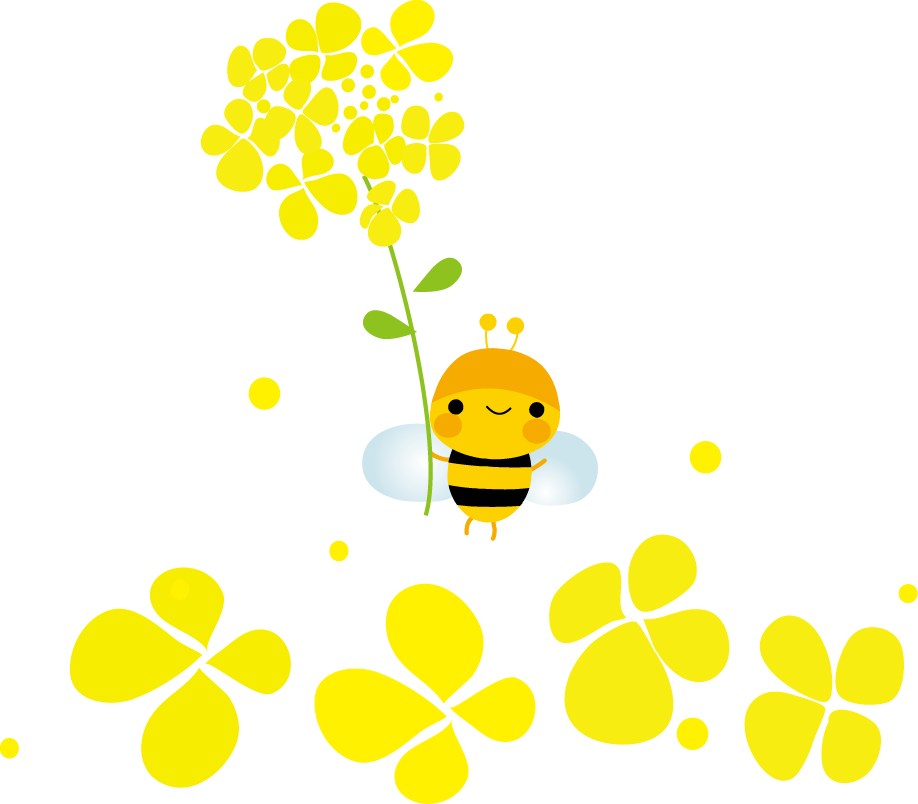 菜の花とみつばちのイラスト 無料イラスト フリー素材