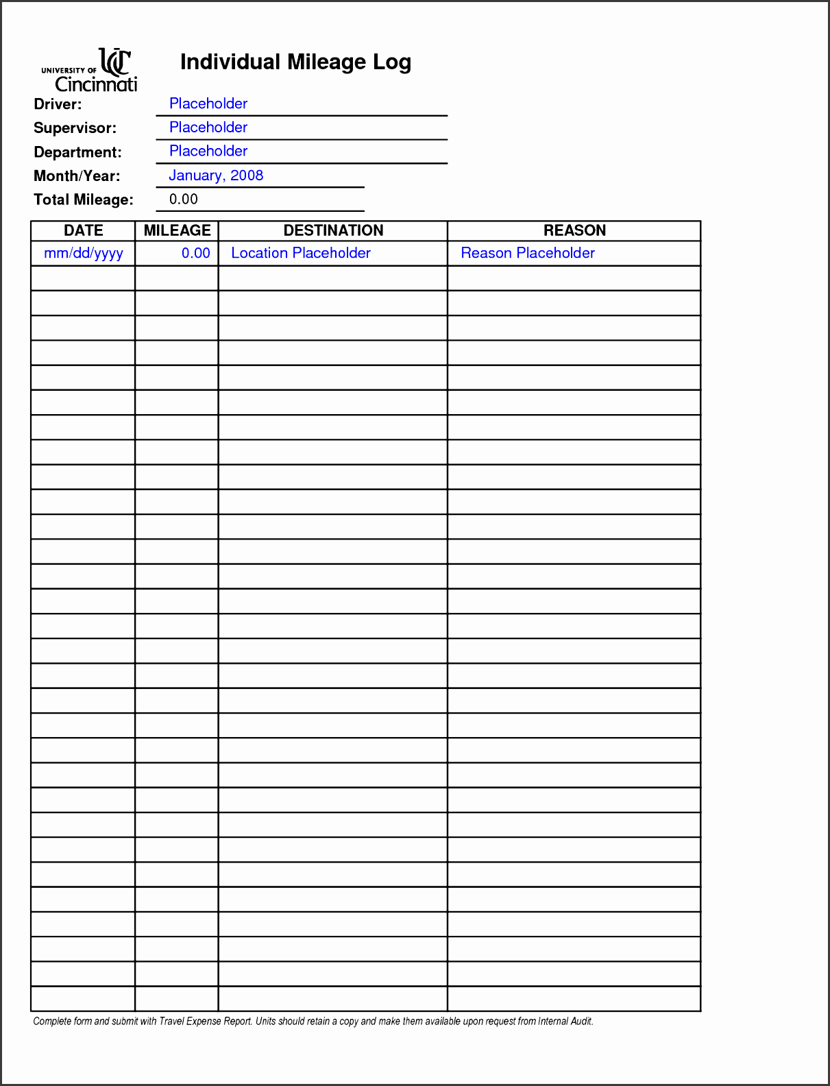 8 Printable Vehicle Mileage Log Template