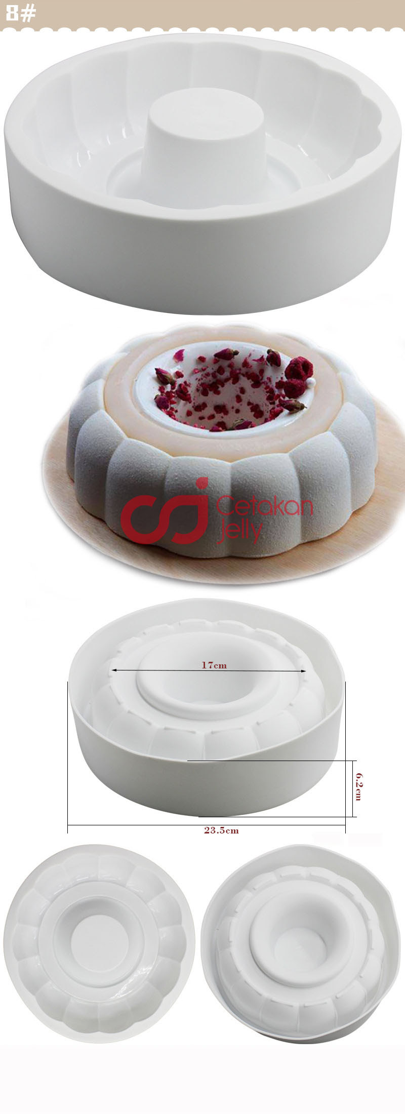 CJ Cetakan Silikon Cake Kue Bolu Puding Jelly Agar Round ...