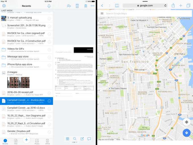 dropbox splitscreen