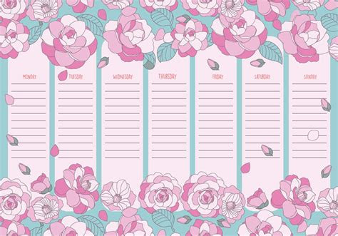  cute printable weekly calendar vector 172169 vector art at vecteezy